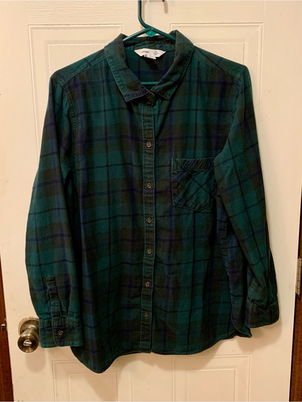 Old Navy Hunter Green Plaid Flannel Button Down Shirt - Extra Large XL